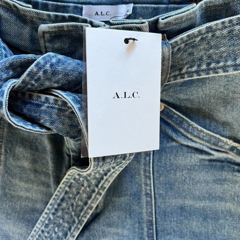 A.L.C. Luke High-Rise Denim Jeans Women Blue 8 Belted Waist NWT - Picture 5 of 10